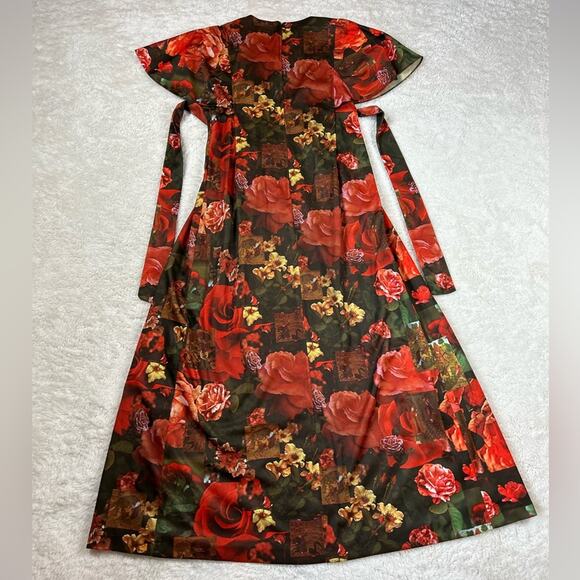 Vintage unbranded rose and graphic print maxi dress, size med - Picture 4 of 13
